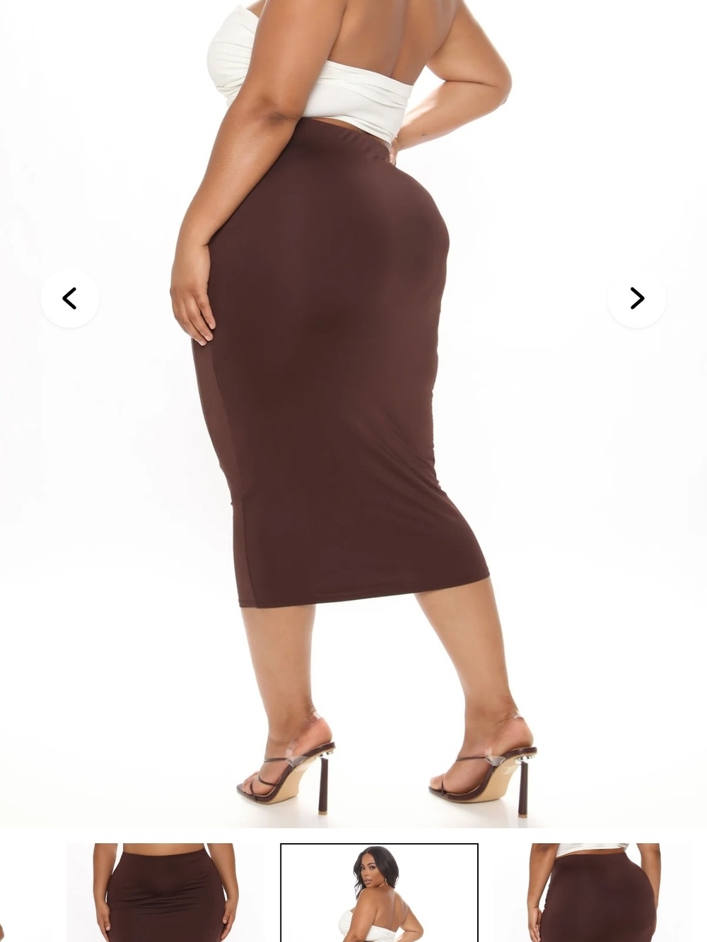 Classic Brown Midi Pencil Skirt - Women